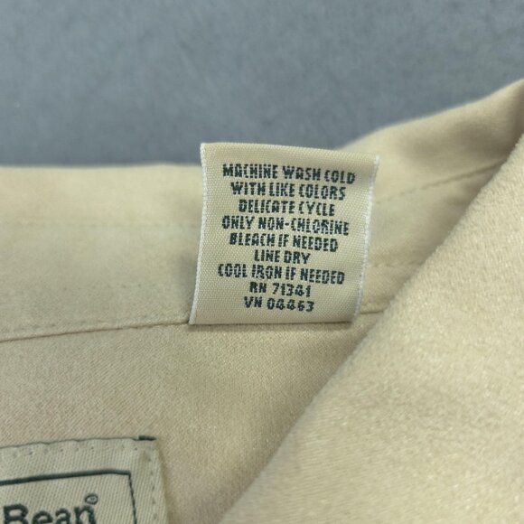 LL Bean Shirt Womens XL Beige Faux Suede Button Long Sleeve Blouse Timeless - Picture 11 of 11